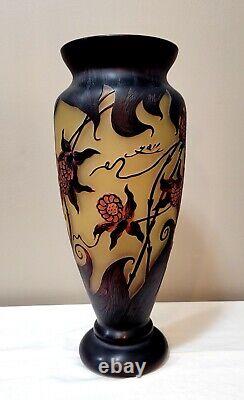 Bombay Cameo Glass Emile Galle Reproduction 14 Vase Art Nouveau Brown Signed