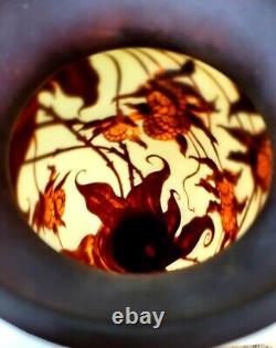 Bombay Cameo Glass Emile Galle Reproduction 14 Vase Art Nouveau Brown Signed