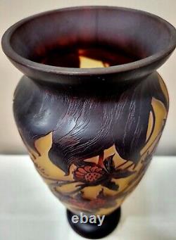 Bombay Cameo Glass Emile Galle Reproduction 14 Vase Art Nouveau Brown Signed