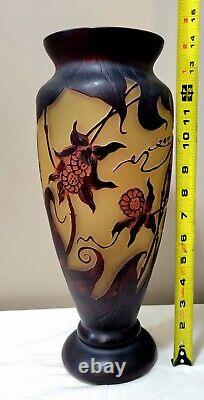 Bombay Cameo Glass Emile Galle Reproduction 14 Vase Art Nouveau Brown Signed
