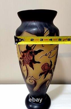 Bombay Cameo Glass Emile Galle Reproduction 14 Vase Art Nouveau Brown Signed