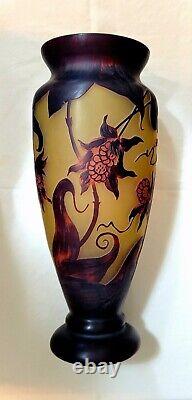 Bombay Cameo Glass Emile Galle Reproduction 14 Vase Art Nouveau Brown Signed