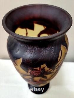 Bombay Cameo Glass Emile Galle Reproduction 14 Vase Art Nouveau Brown Signed