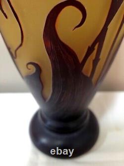Bombay Cameo Glass Emile Galle Reproduction 14 Vase Art Nouveau Brown Signed