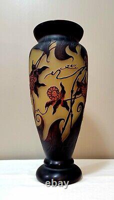 Bombay Cameo Glass Emile Galle Reproduction 14 Vase Art Nouveau Brown Signed