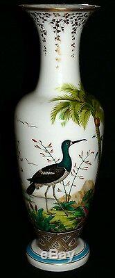 C1850 opaline glass vase, Baccarat, Jean-Francois Robert, Ostrich, Ibis, 17.5t