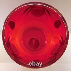 C1900 French Art Nouveau 15h Legras Enameled Art Glass Vase, Pigeon Blood Red