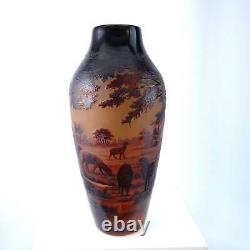 C1910 St Louis D'Argental French Scenic Cameo Glass Vase with Shepherd Scene 11