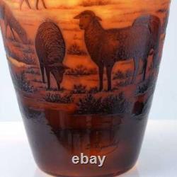 C1910 St Louis D'Argental French Scenic Cameo Glass Vase with Shepherd Scene 11