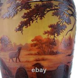 C1910 St Louis D'Argental French Scenic Cameo Glass Vase with Shepherd Scene 11