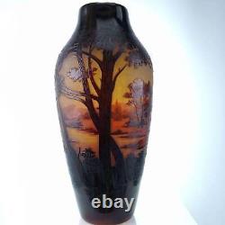 C1910 St Louis D'Argental French Scenic Cameo Glass Vase with Shepherd Scene 11