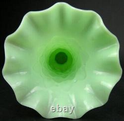 C1920 Portieux Vallerysthal PV French Green Opaline Vase Dog Head Tête de Chien