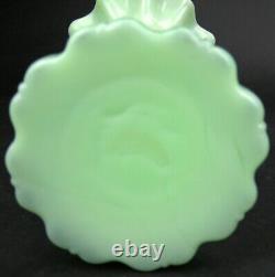 C1920 Portieux Vallerysthal PV French Green Opaline Vase Dog Head Tête de Chien