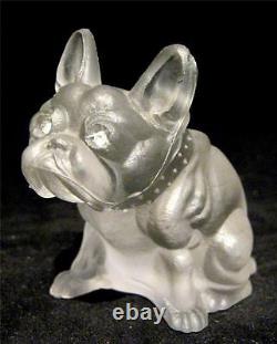 C19th Czech Glass French Bulldog Novelty Frosted Diamante Eyes