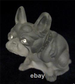 C19th Czech Glass French Bulldog Novelty Frosted Diamante Eyes