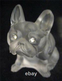 C19th Czech Glass French Bulldog Novelty Frosted Diamante Eyes