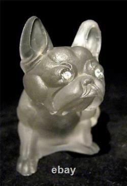 C19th Czech Glass French Bulldog Novelty Frosted Diamante Eyes