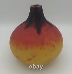 CHARLES SCHNEIDER 1920's French Art Deco Blown Glass Vase Etched & Signed RARE