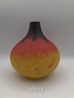 CHARLES SCHNEIDER 1920's French Art Deco Blown Glass Vase Etched & Signed RARE