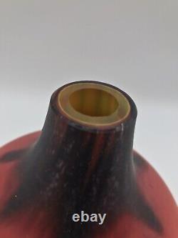 CHARLES SCHNEIDER 1920's French Art Deco Blown Glass Vase Etched & Signed RARE