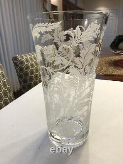 CHRISTOFLE Marly Etched Crystal Glass Vase Large 11.75 Tall EXCELLENT COND