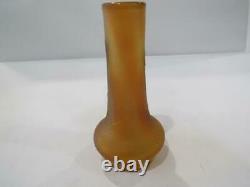 C 1900 French Art Nouveau Thistle Vase-Signed Daum Nancy with Cross Lorraine