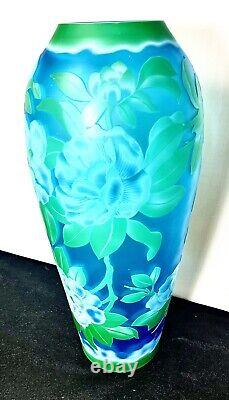 Cameo ART Nouveau Glass VASE Floral Galle French Styl Reproduction Acid Etch 16