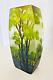 Cameo Etched French Studio Art Glass Vase Layered Forest Trees