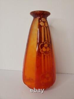Charder Rosaces French Cameo Glass Schneider Le Verre Francais Art Deco Vase 7