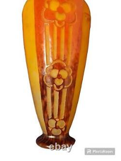 Charder Rosaces French Cameo Glass Schneider Le Verre Francais Art Deco Vase 7