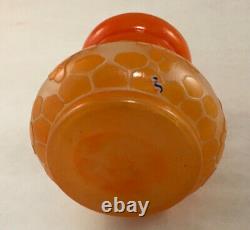 Charles Schneider French Art Deco Glass Miniature Orange Cameo Cut Vase