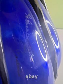 Charles Schneider French Art-Deco Glass and Wrought Iron Vase, SIGNED