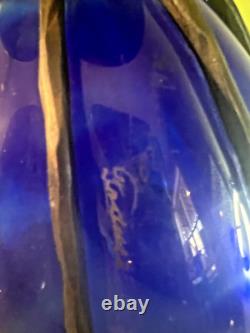 Charles Schneider French Art-Deco Glass and Wrought Iron Vase, SIGNED