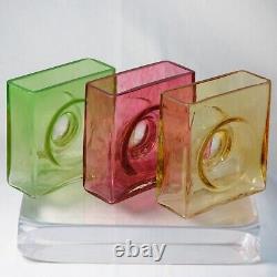 Christian Tortu French Art Glass Square Vases, Set of Three, France Signed