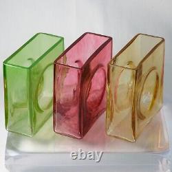 Christian Tortu French Art Glass Square Vases, Set of Three, France Signed