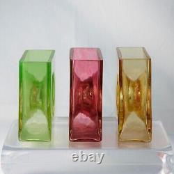 Christian Tortu French Art Glass Square Vases, Set of Three, France Signed