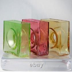 Christian Tortu French Art Glass Square Vases, Set of Three, France Signed