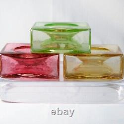 Christian Tortu French Art Glass Square Vases, Set of Three, France Signed