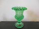 Circa 1850 Baccarat Green Flint French Lacy Sandwich Glass Vase