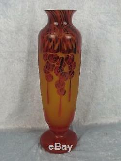 Circa 1930 Le Verre Francais Groseilles Pattern Cameo Glass Vase