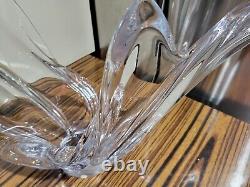 Cofrac Art Verrier France Crystal Glass Vase 13 in. Tall Heavy