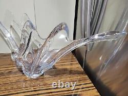 Cofrac Art Verrier France Crystal Glass Vase 13 in. Tall Heavy