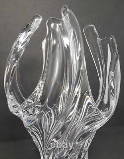 Cofrac Art Verrier French Crystal Sculptural Centerpiece Vase MCM Art Glass