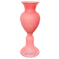 Collectors Hand Painted Antique French Pink Opaline Enamel Art Glass 13 Vase