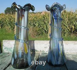 Couple of Vases Legras Touches of Color Design France French Swirled Edge