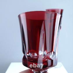 Cristal De Sevres red Segovie T-298 Wine Hocks Pair French Cut Crystal Goblets