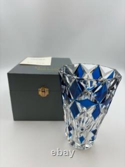 Cristallerie Saint-Louis Cut Crystal Glass Vase Blue Made in Moselle France