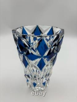 Cristallerie Saint-Louis Cut Crystal Glass Vase Blue Made in Moselle France
