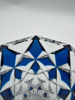 Cristallerie Saint-Louis Cut Crystal Glass Vase Blue Made in Moselle France