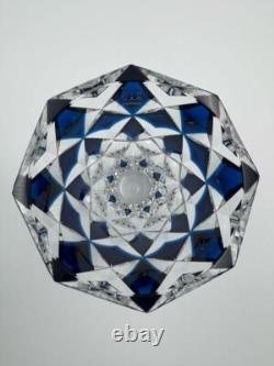 Cristallerie Saint-Louis Cut Crystal Glass Vase Blue Made in Moselle France